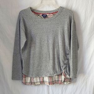 IZOD Grey Sweater with Plaid Accent